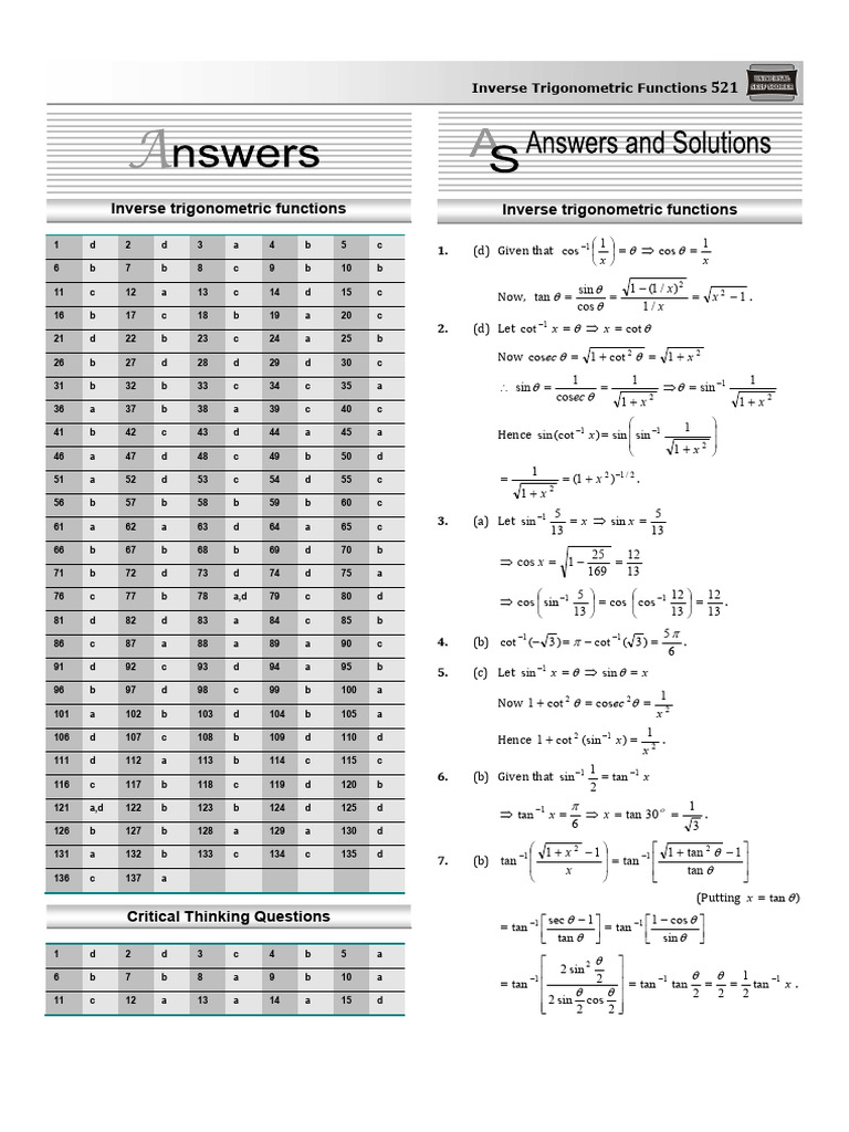 12.2 Inverse Trig Questions Part 2 | PDF | Chess Theory | Chess