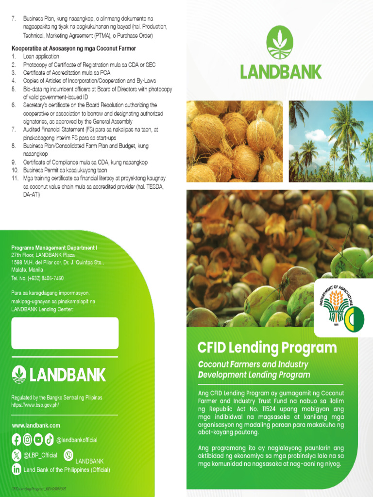 Updated CFID Lending Program Brochure - Tagalog - 05192025 | PDF