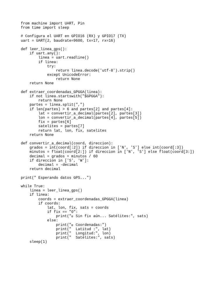 GPS Data Extraction with UART in Python | PDF