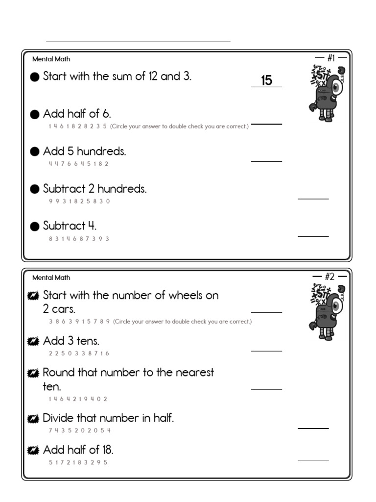 Math Worksheets for September 22 | PDF