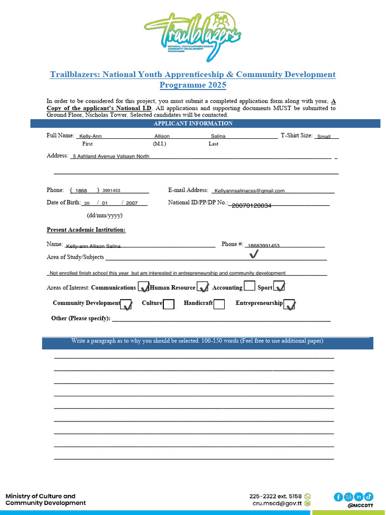 National Youth Apprenticeship Application | PDF