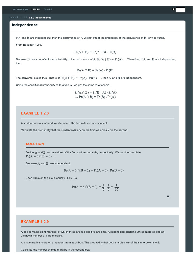 Understanding Independence in Probability | PDF | Mathematics ...