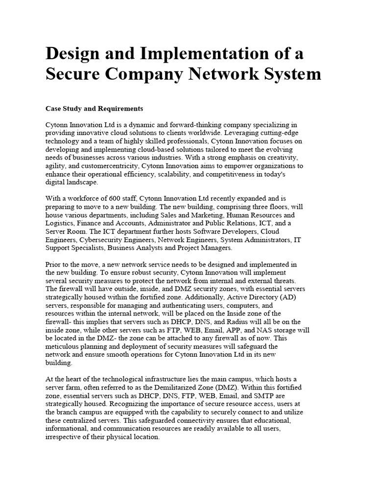Secure Network Design for Cytonn Ltd | PDF | Computer Network | Ip Address