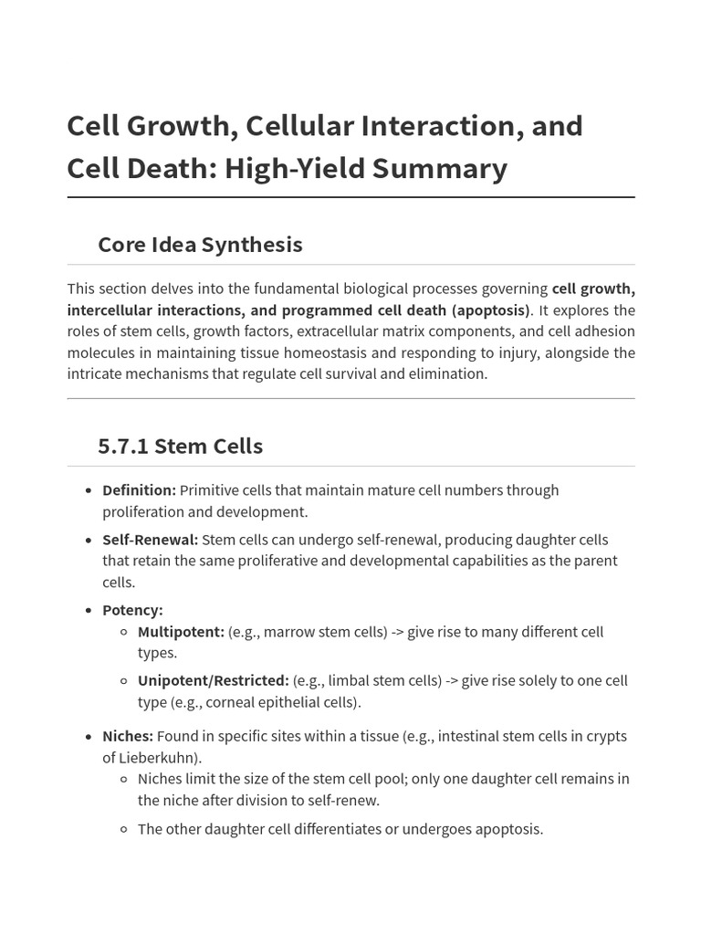 Cell Growth, Cellular Interaction, and Cell Death | PDF | Wound Healing ...