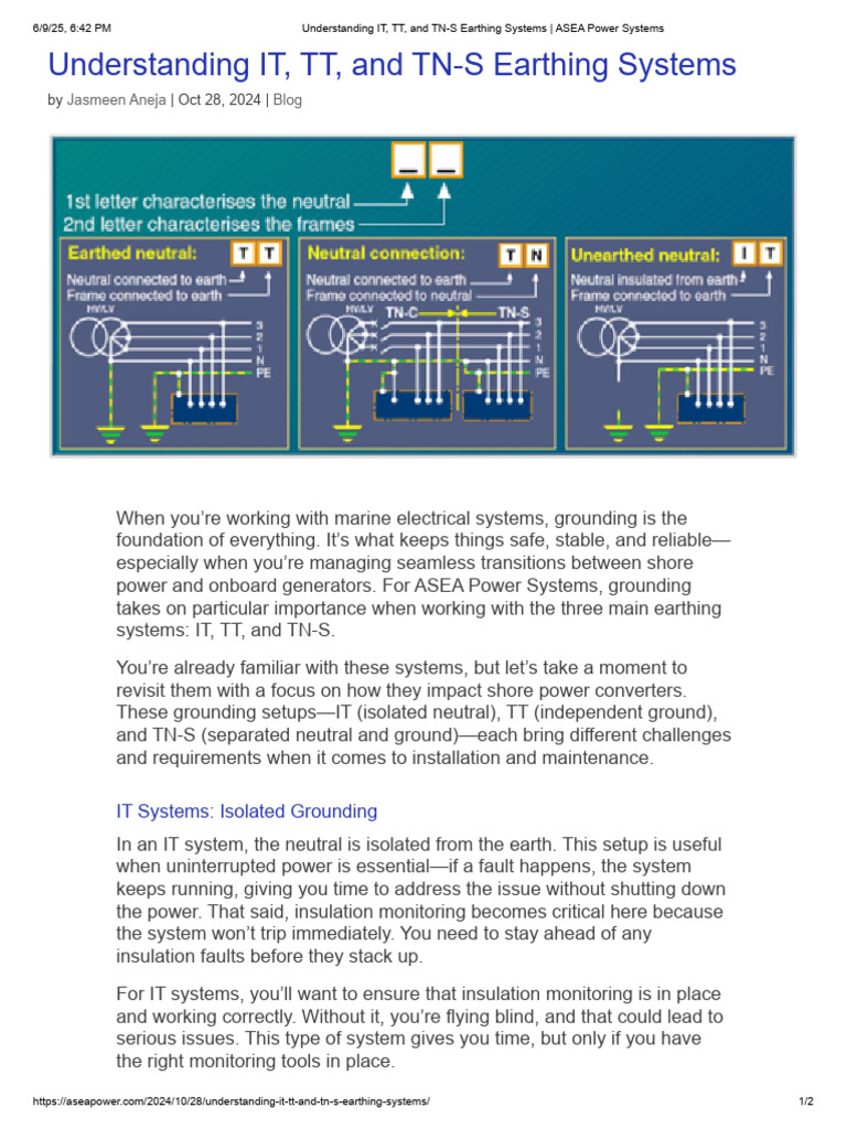 IT, TT, and TN-S Earthing Systems Explained | PDF | Equipment ...