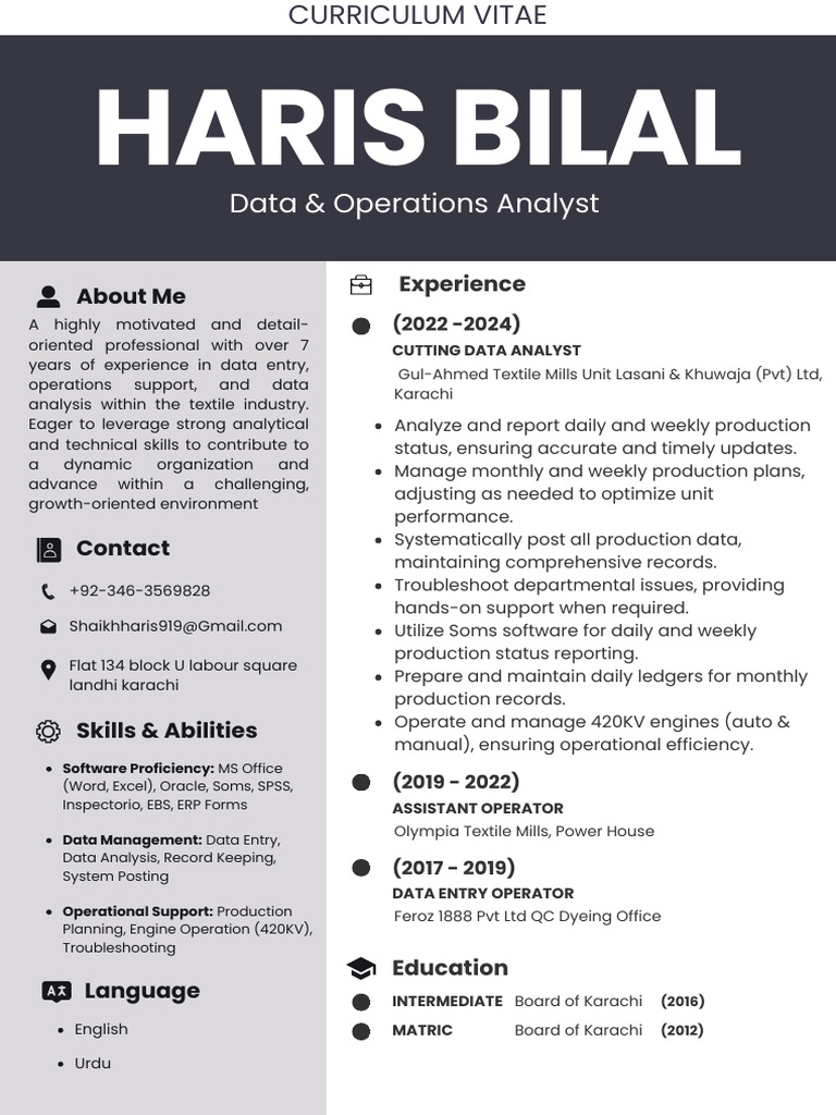 Data & Operations Analyst CV | PDF | Information Science | Information ...