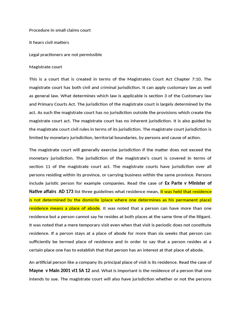 Civil Procedure Notes Chidawanyika | PDF | Summary Judgment | Default ...