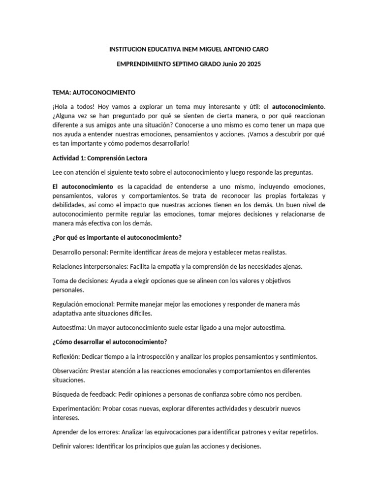 Autoconocimiento: Clave para el Éxito Personal | PDF | Las emociones ...