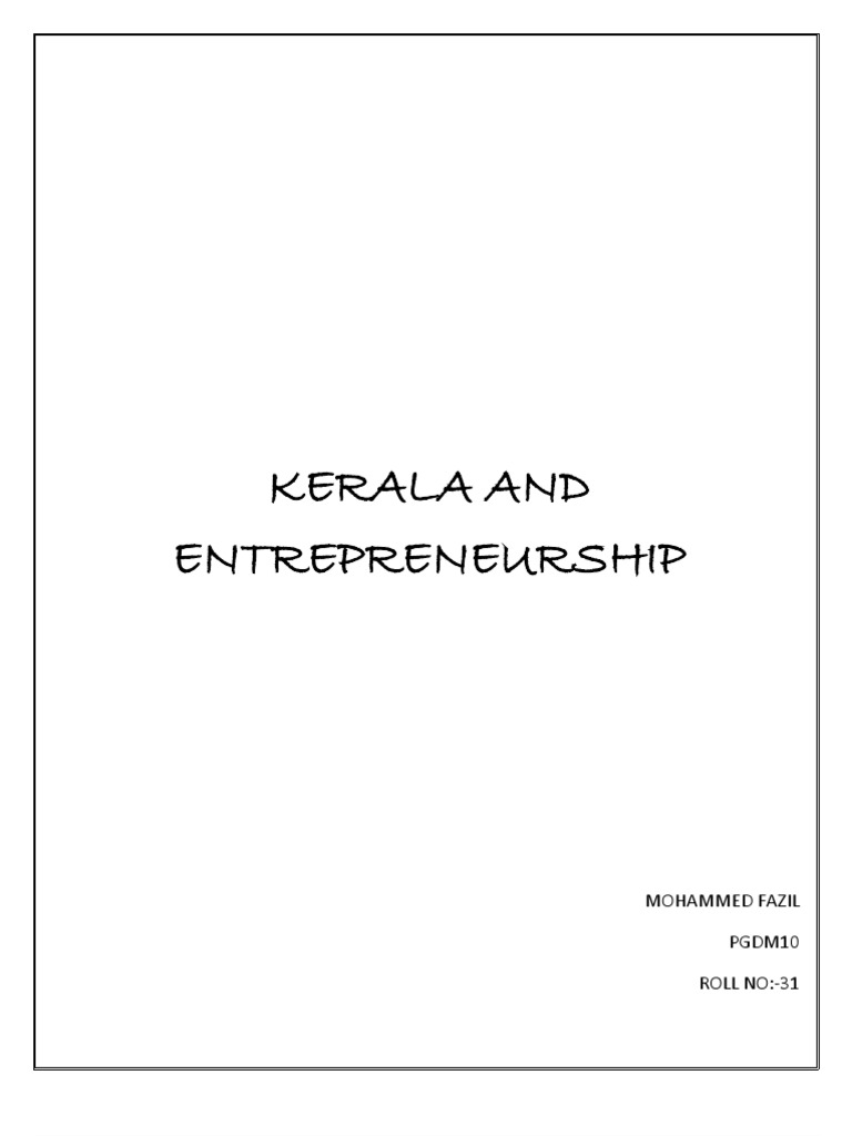 entrepreneurship in kerala assignment