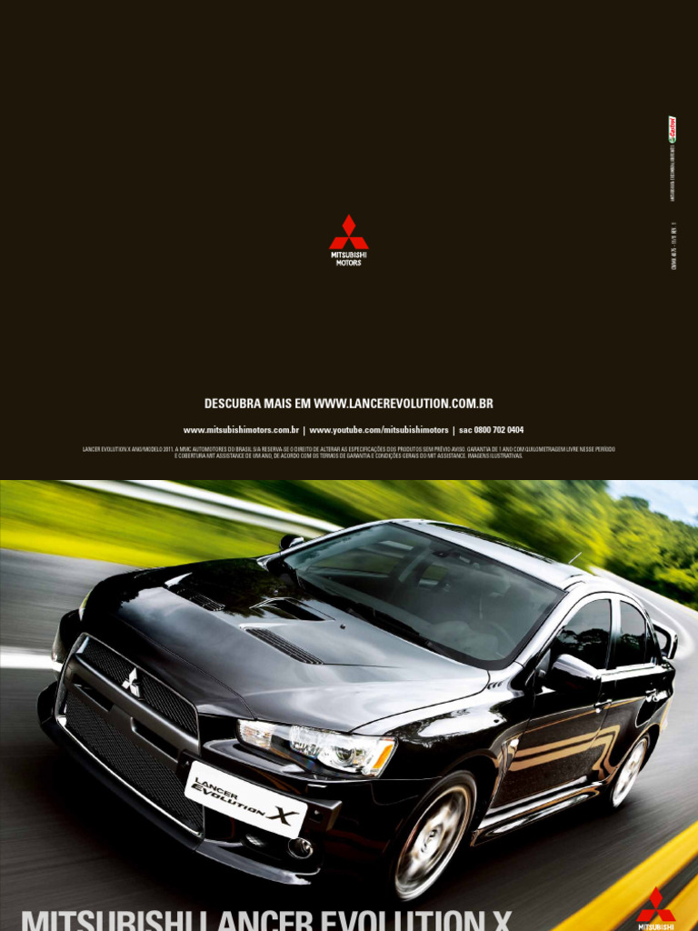 Mitsubishi Lancer Evolution X 2011: Esportividade e Tecnologia | PDF ...