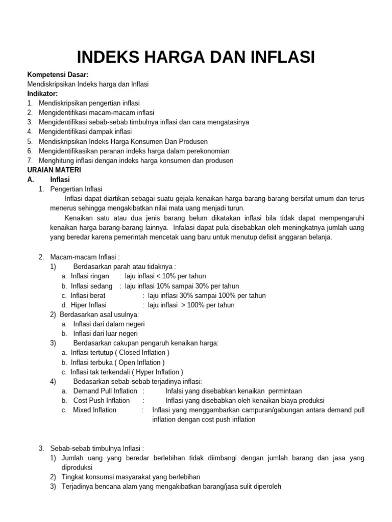 Indeks Harga Dan Inflasi | PDF