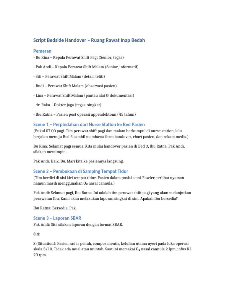 Script Bedside Handover | PDF