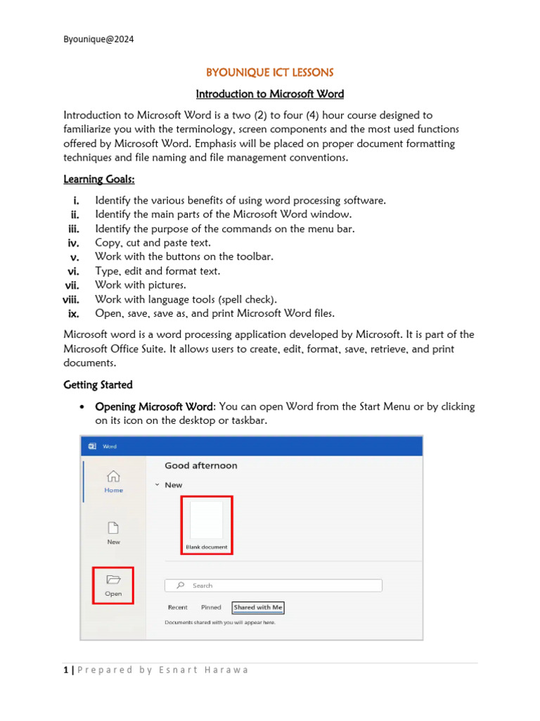 Byounique Ict Lessons - Wordnotes | PDF | Microsoft Word | Computer ...