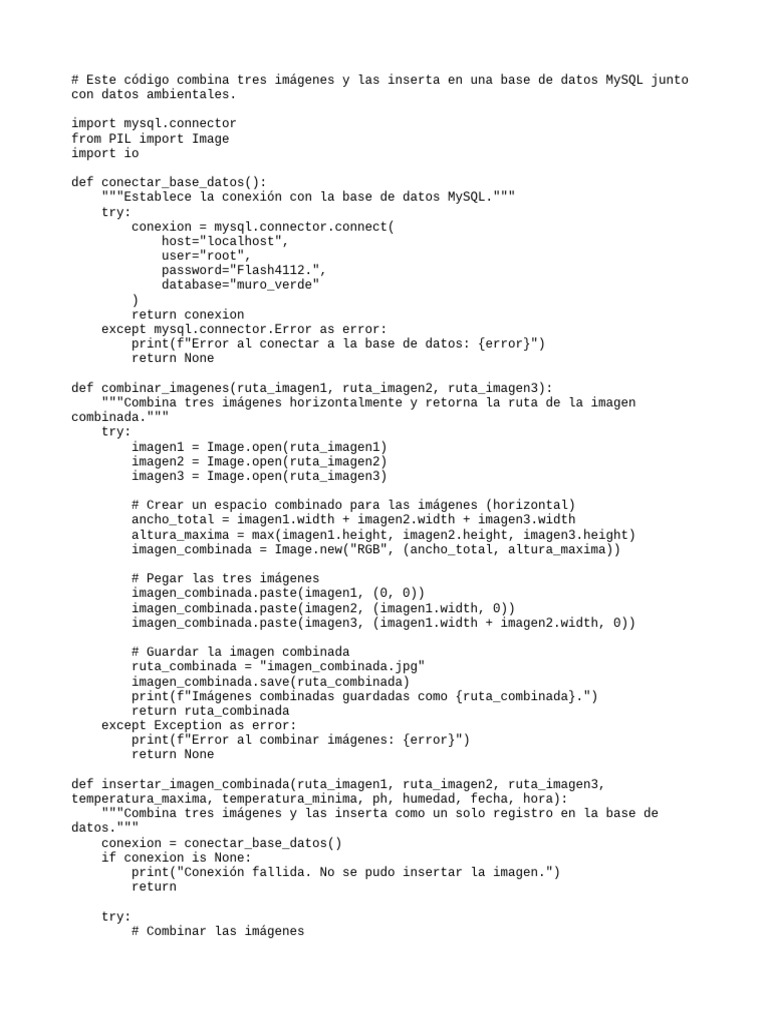 Combina e inserta imágenes en MySQL | PDF | Bases de datos | Informática
