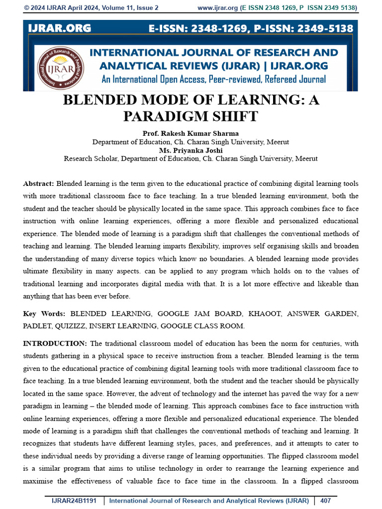 Blended Learning: A New Educational Paradigm | PDF | Learning ...