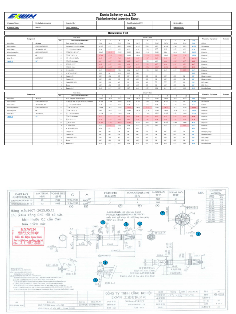 50.8mm PH Bit Inspection Report | PDF | Length