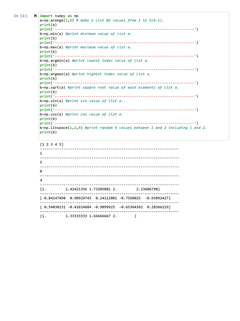 NumPy Array Operations and Examples | PDF | Algorithms And Data ...