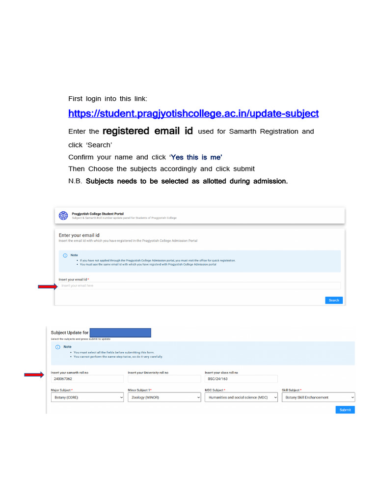 Update Student Subjects | PDF