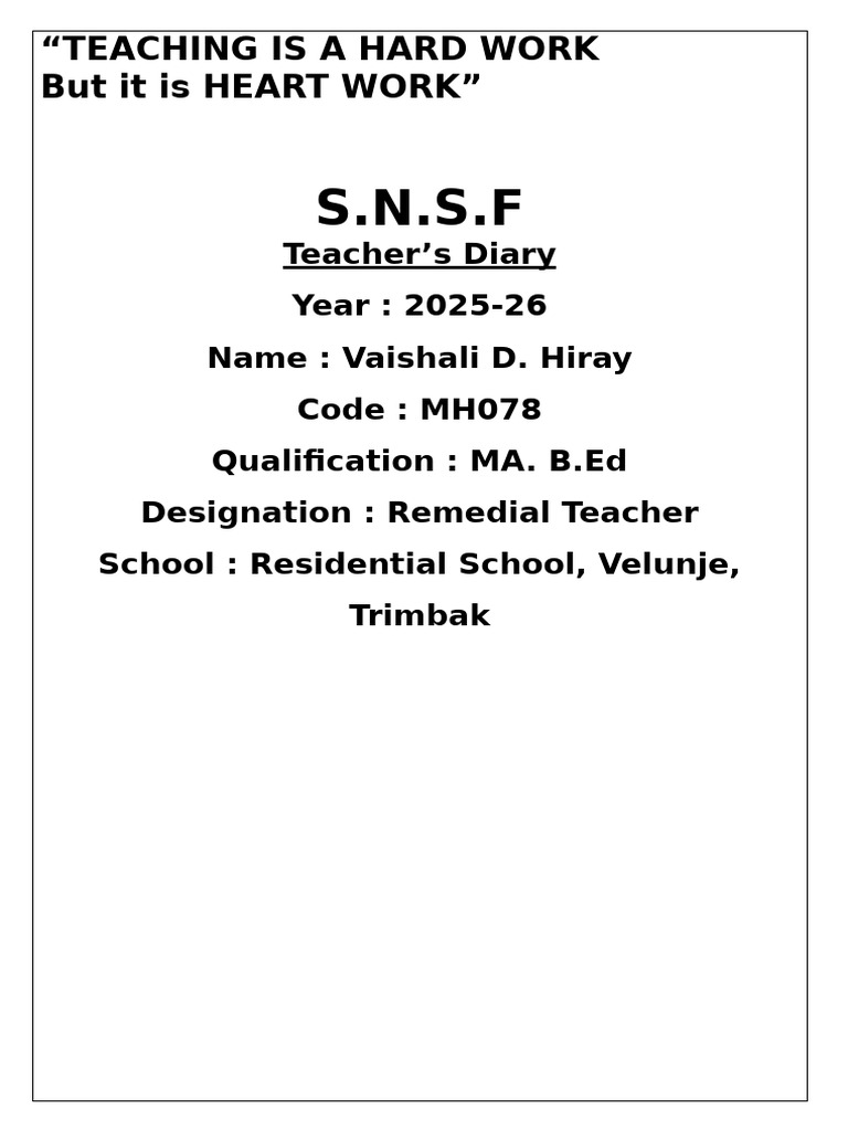 Diary First Page | PDF