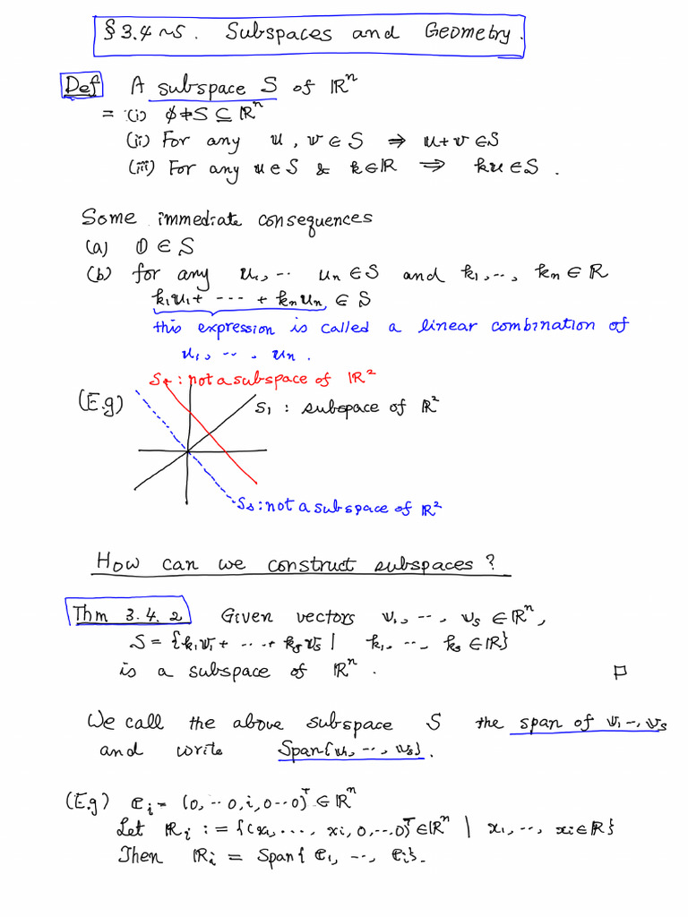 Section 3.4 5 Subspace and Geometry | PDF
