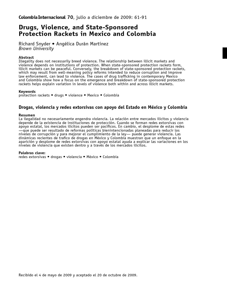 State-Sponsored Protection Rackets in Mexico and Colombia | PDF ...