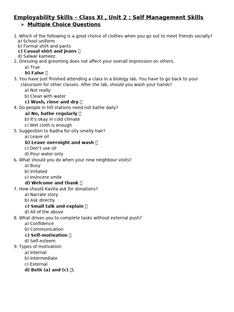 Chapter 2 - Self Management Skills | PDF | Goal