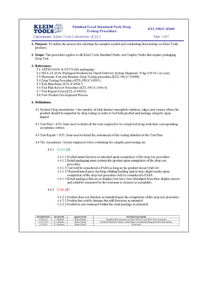 Klein Tools Drop Test Report | PDF