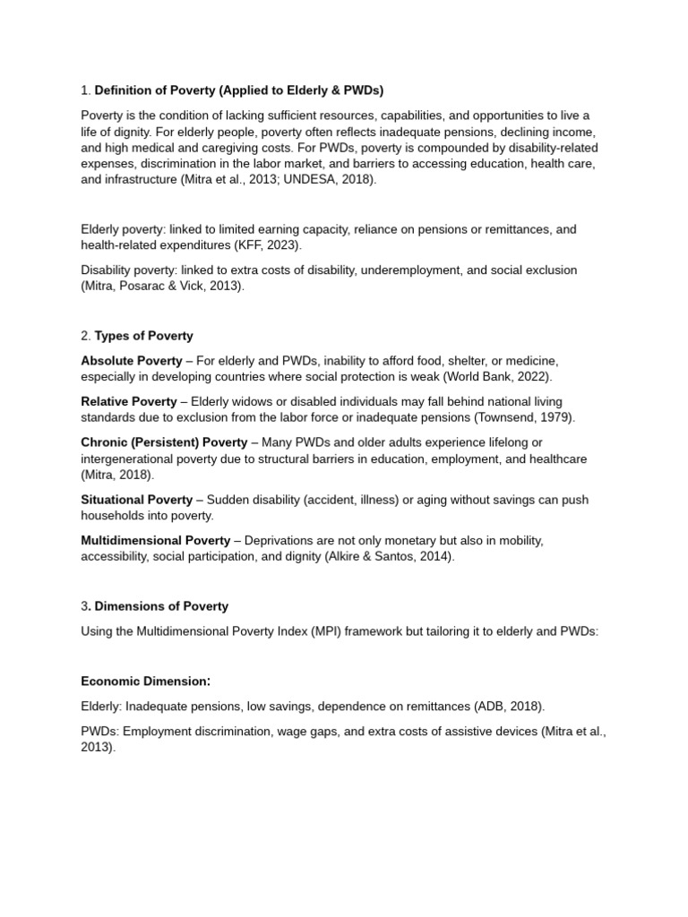 Poverty Among Elderly and PWDs Explained | PDF | Cost Of Living | Poverty