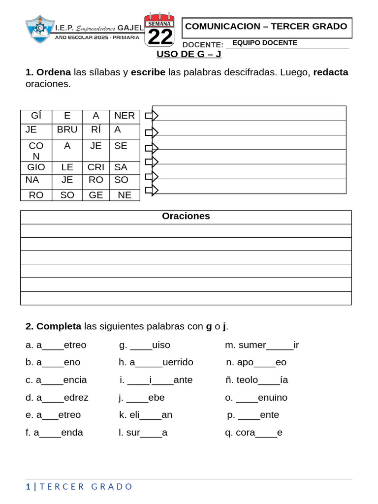 Actividades de Comunicación para Tercer Grado | PDF