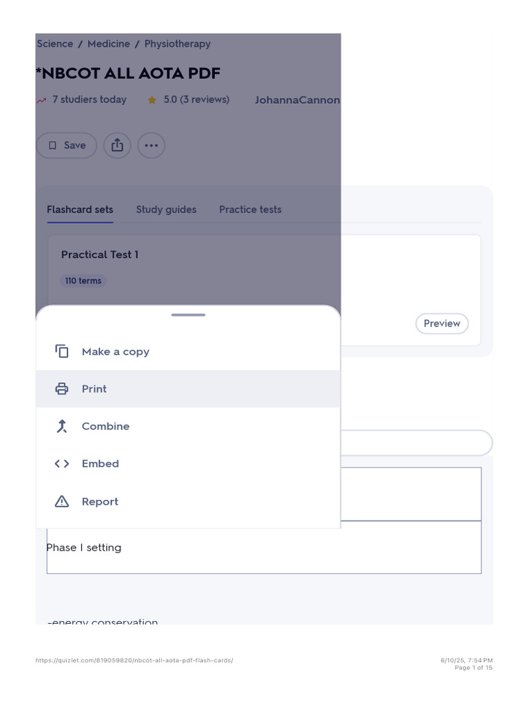 Nbcot All Aota PDF Flashcards - Quizlet | PDF | Hand | Eye
