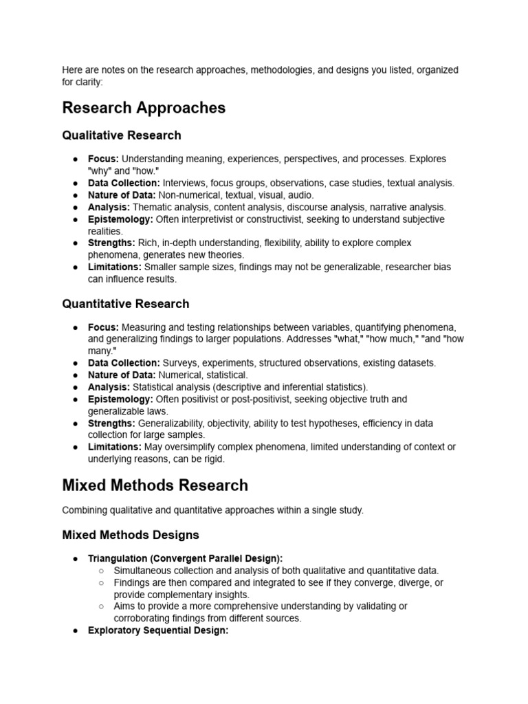 Research Methodologies Overview | PDF | Qualitative Research ...