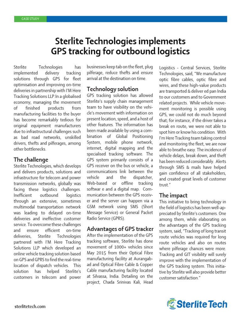 Case Study - GPS Tracking 1 | PDF | Logistics | Information And ...