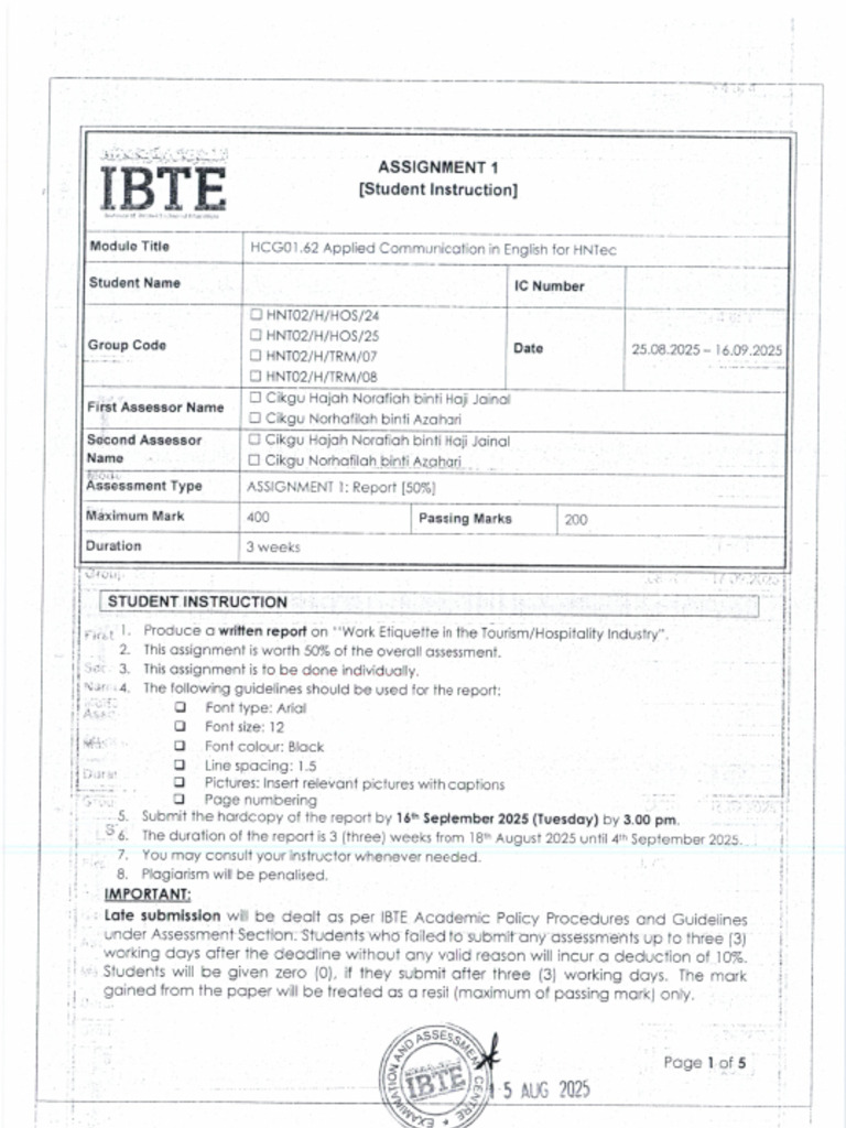 Assignment 1.student Instruction | PDF