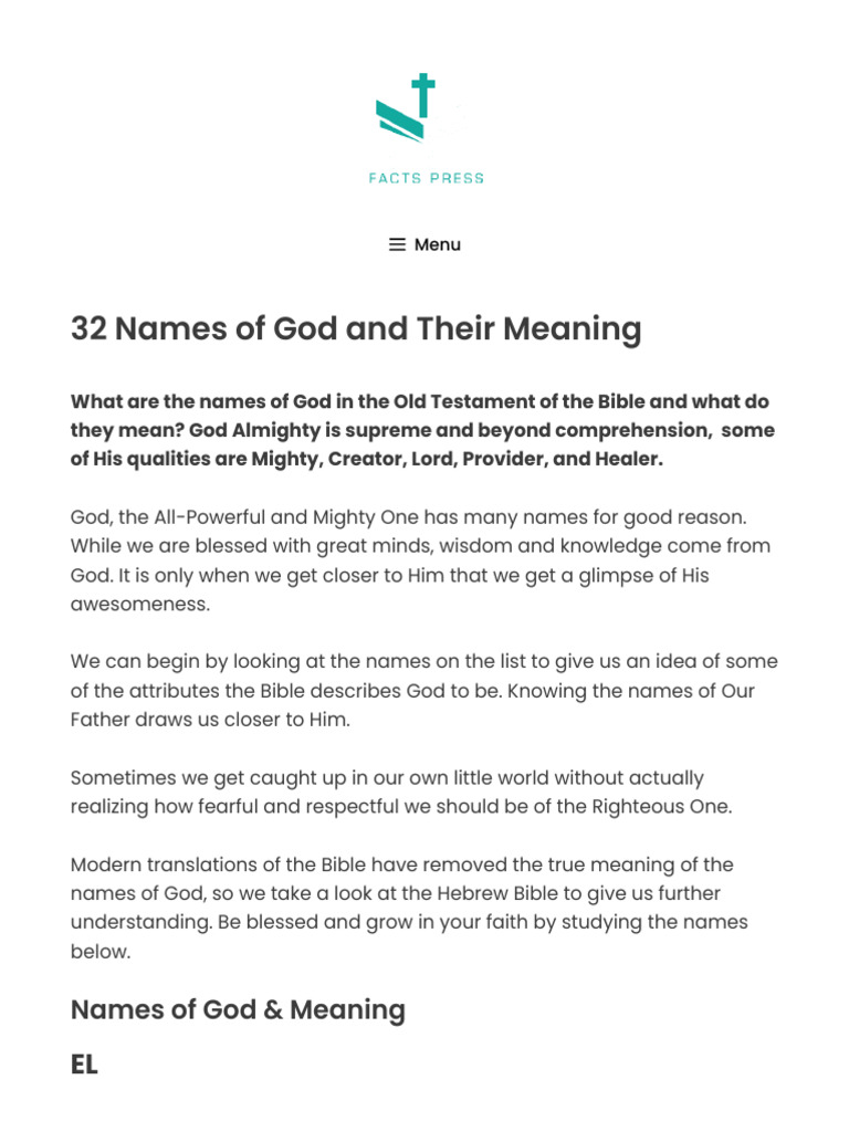 32 Names of God and Their Meanings | PDF | Names Of God In Judaism ...