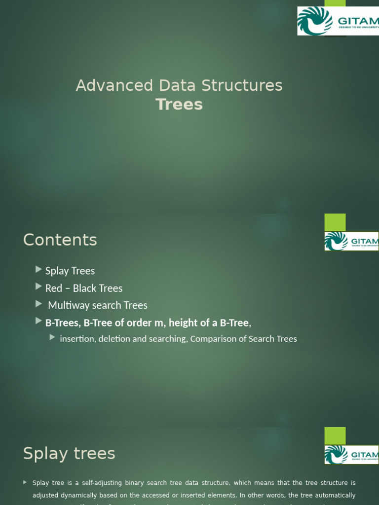 Splay Trees: Self-Adjusting Data Structure | PDF | Algorithms And Data ...