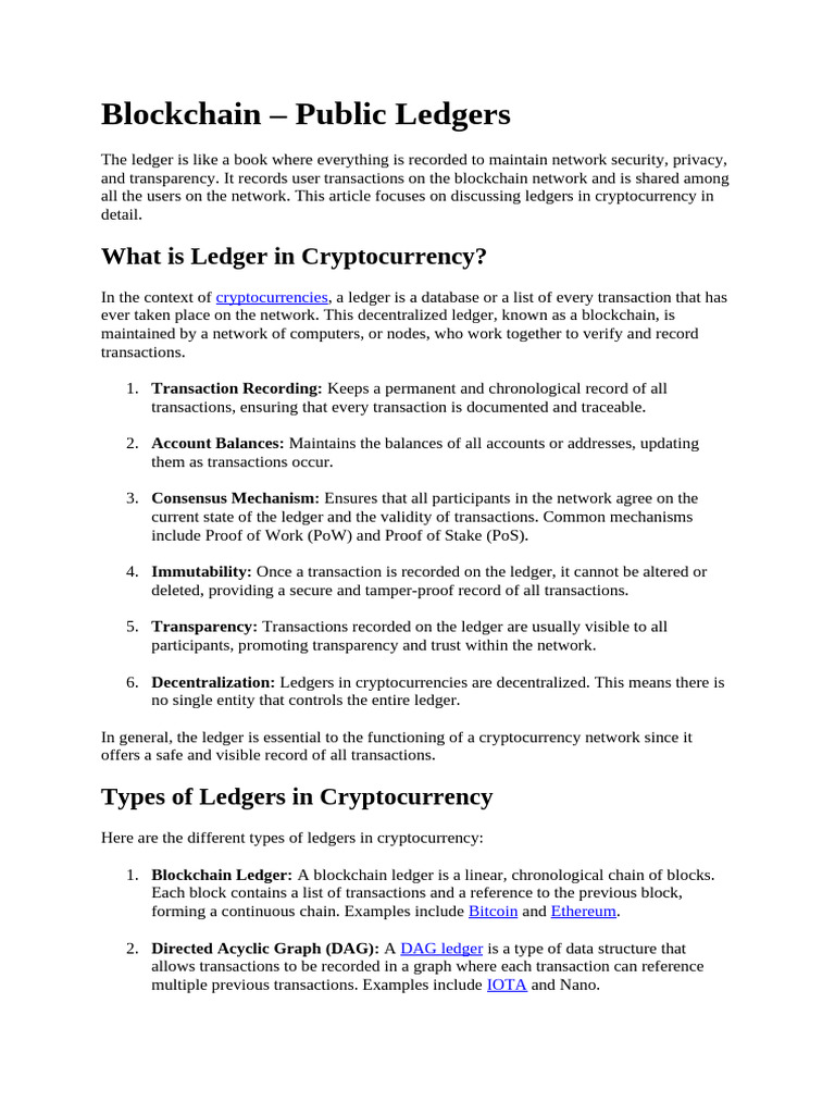 Blockchain - Public Ledgers | PDF | Cryptocurrency | Applications Of  Cryptography