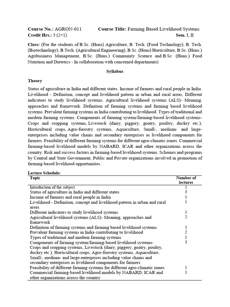 Farming-Based Livelihood Systems Course | PDF | Agriculture | Farmer