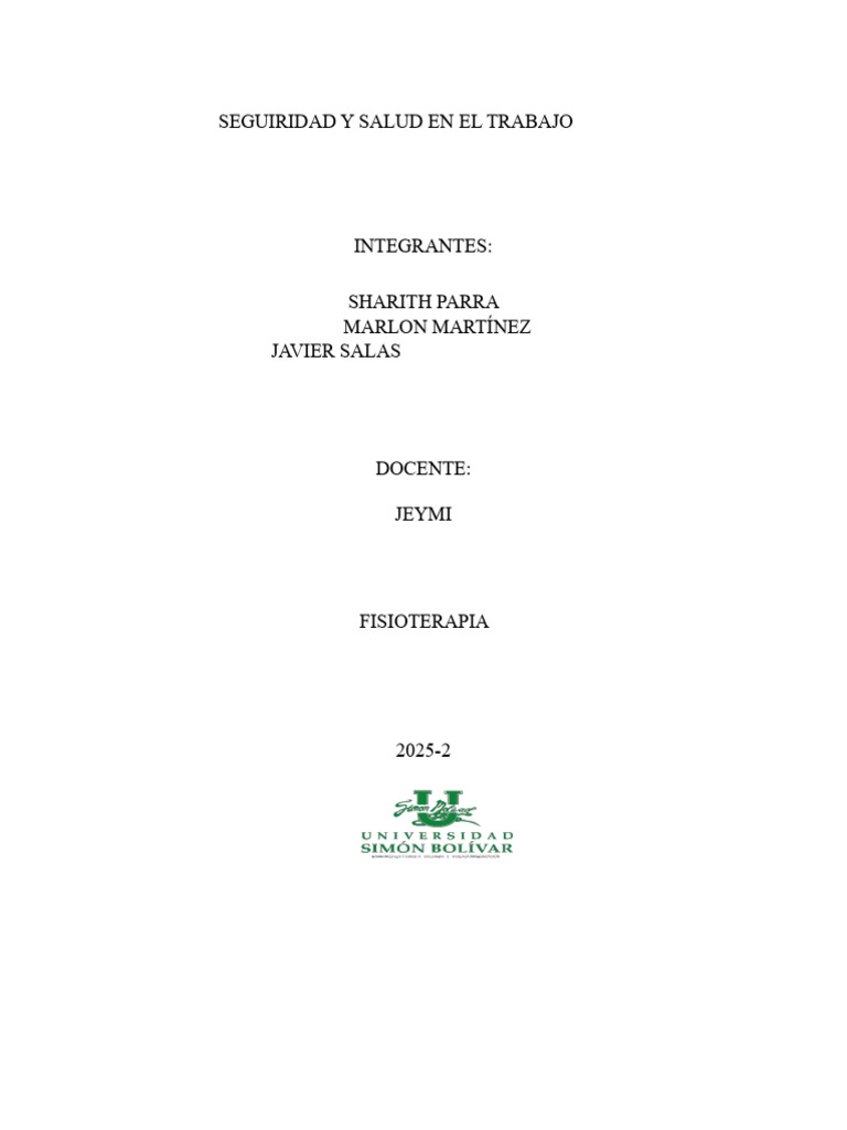 Seguridad y Salud en el Trabajo | PDF