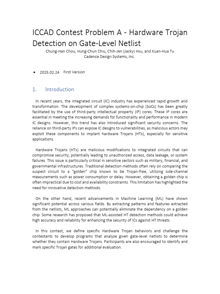 Hardware Trojan Detection Contest Guide | PDF | Computer Engineering ...
