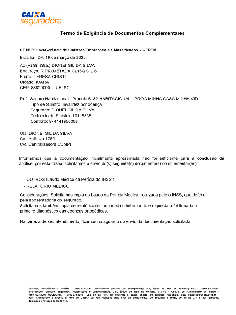 Solicitação de Documentos Complementares | PDF