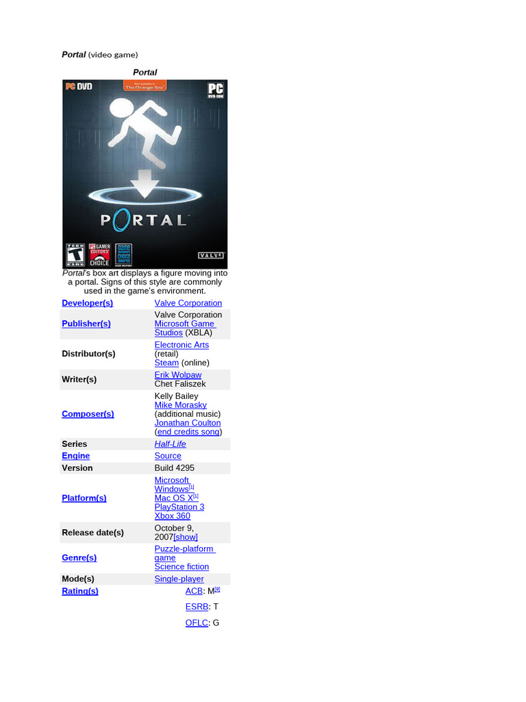 Portal: A Puzzle-Platform Classic | PDF