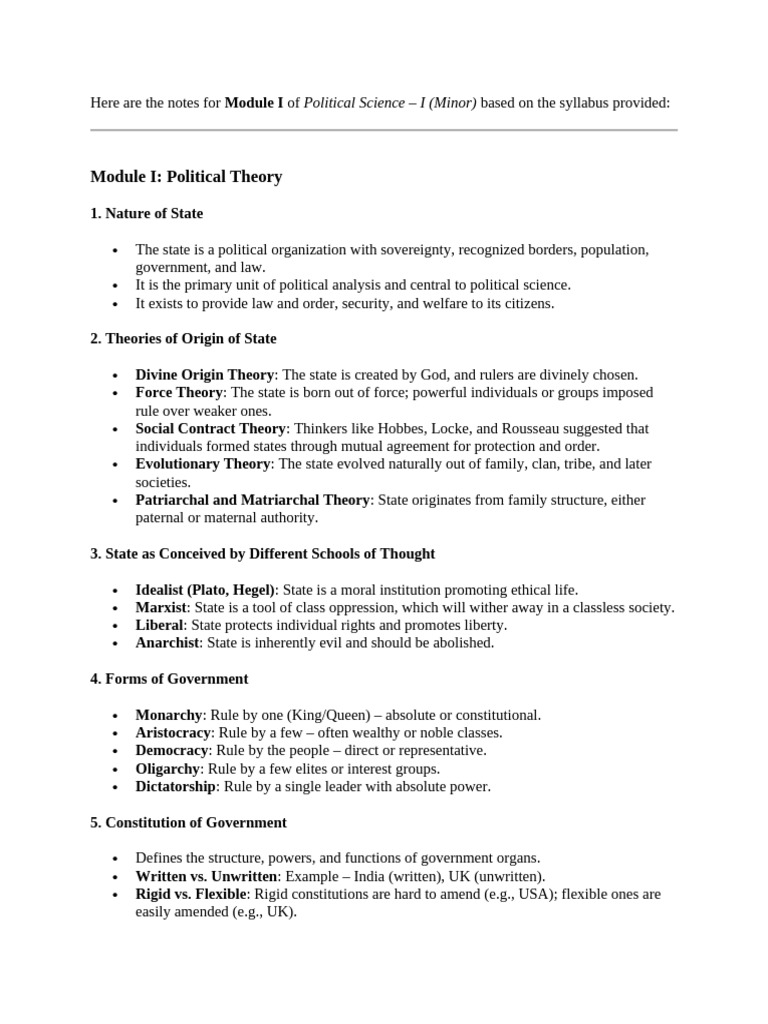 Political Theory and Government Forms Overview | PDF | Legislature ...