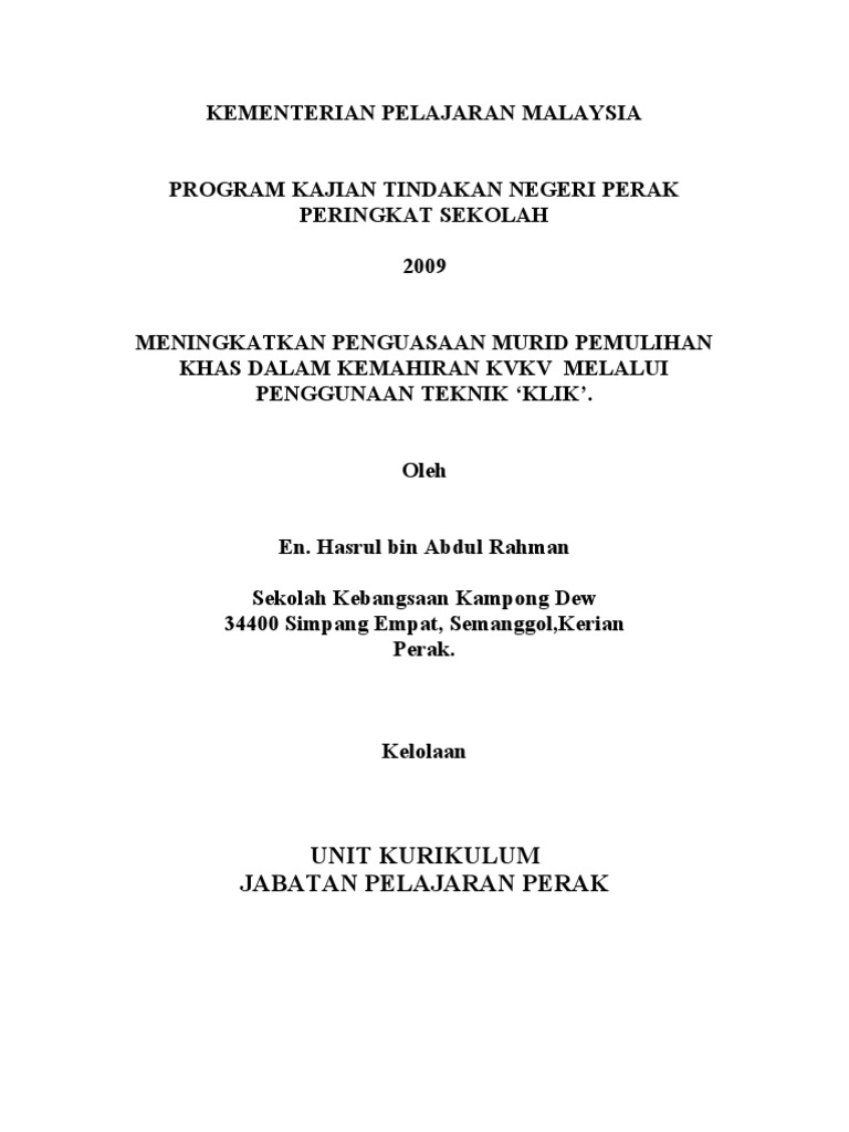 Kajian Tindakan 2009 Laporan Pdf