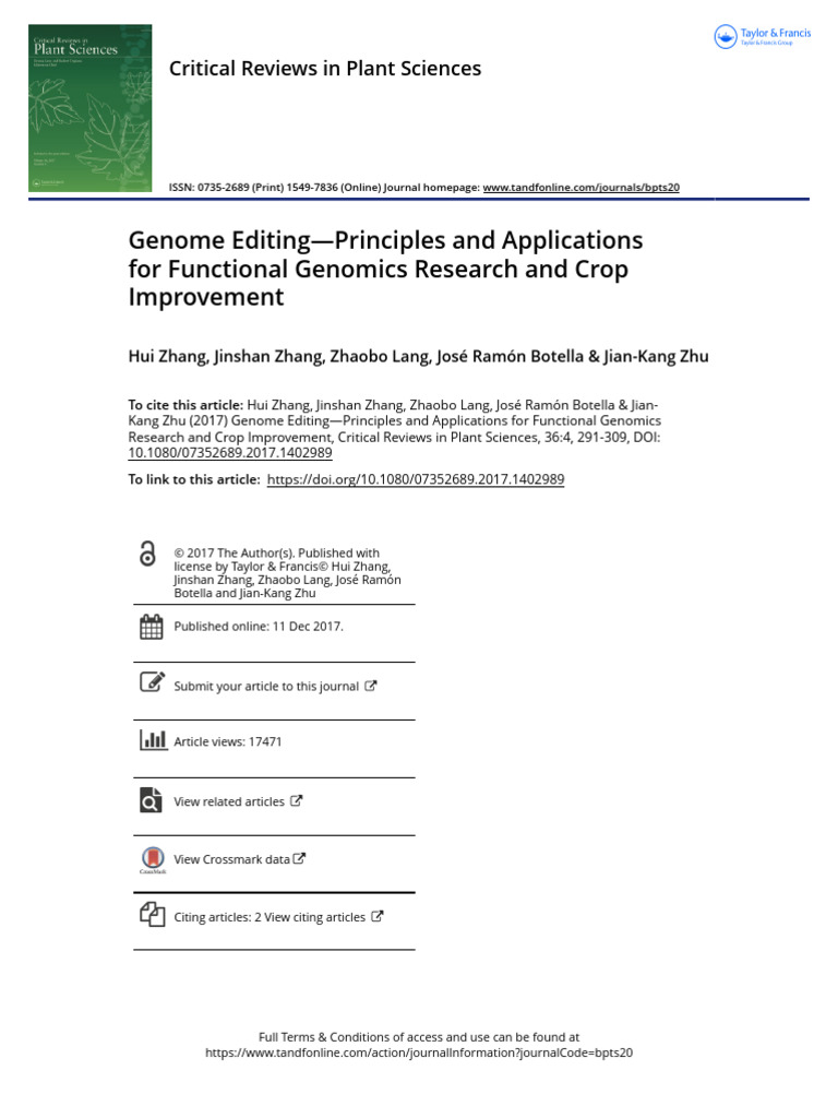 Genome Editing Principles and Applications For Functional Genomics ...