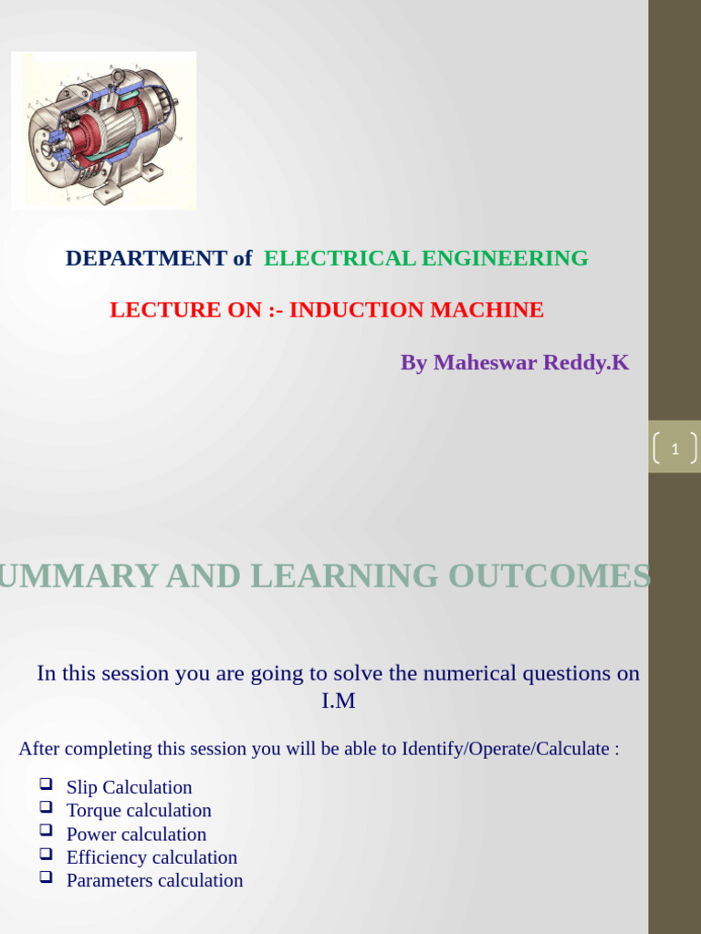 Induction Machine Calculations Guide | PDF | Electric Motor ...