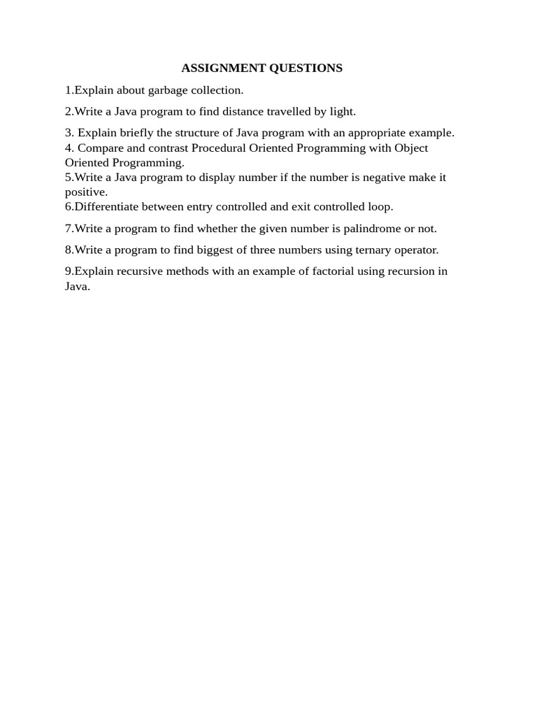 Java Programming Assignment Questions | PDF