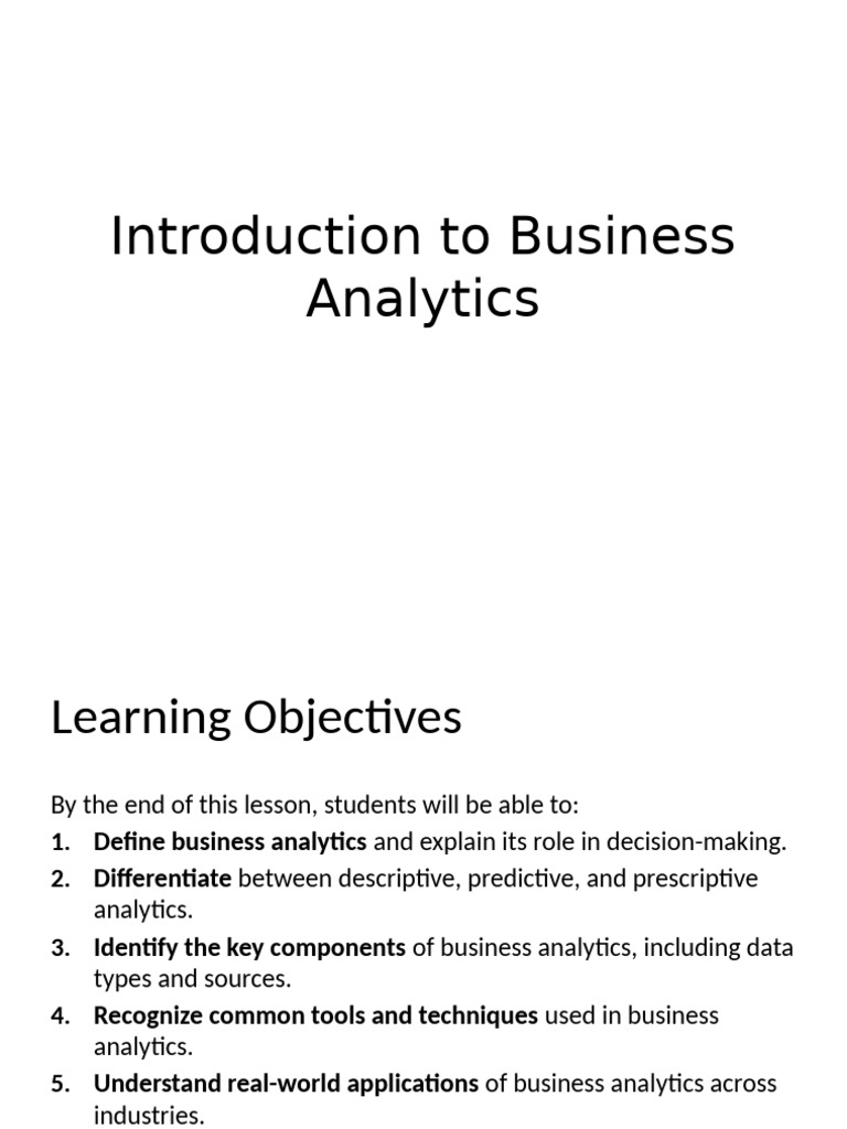 Business Analytics: Key Concepts & Applications | PDF | Analytics ...