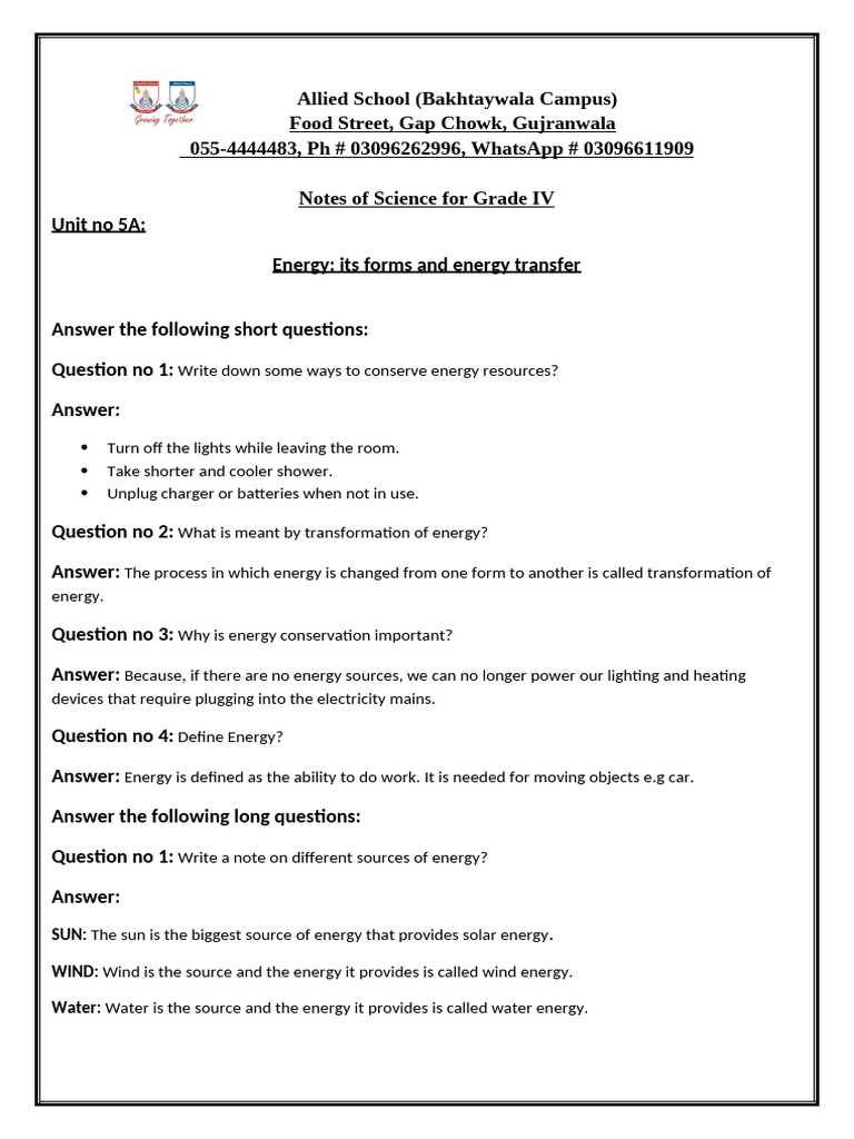 Grade IV Science Notes on Energy and Light | PDF | Temperature | Rainbow
