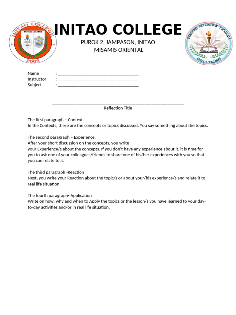 Reflection Layout Guide | PDF