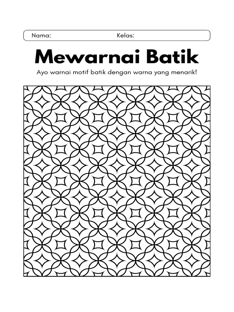 Mewarnai Motif Batik untuk Anak SD | PDF
